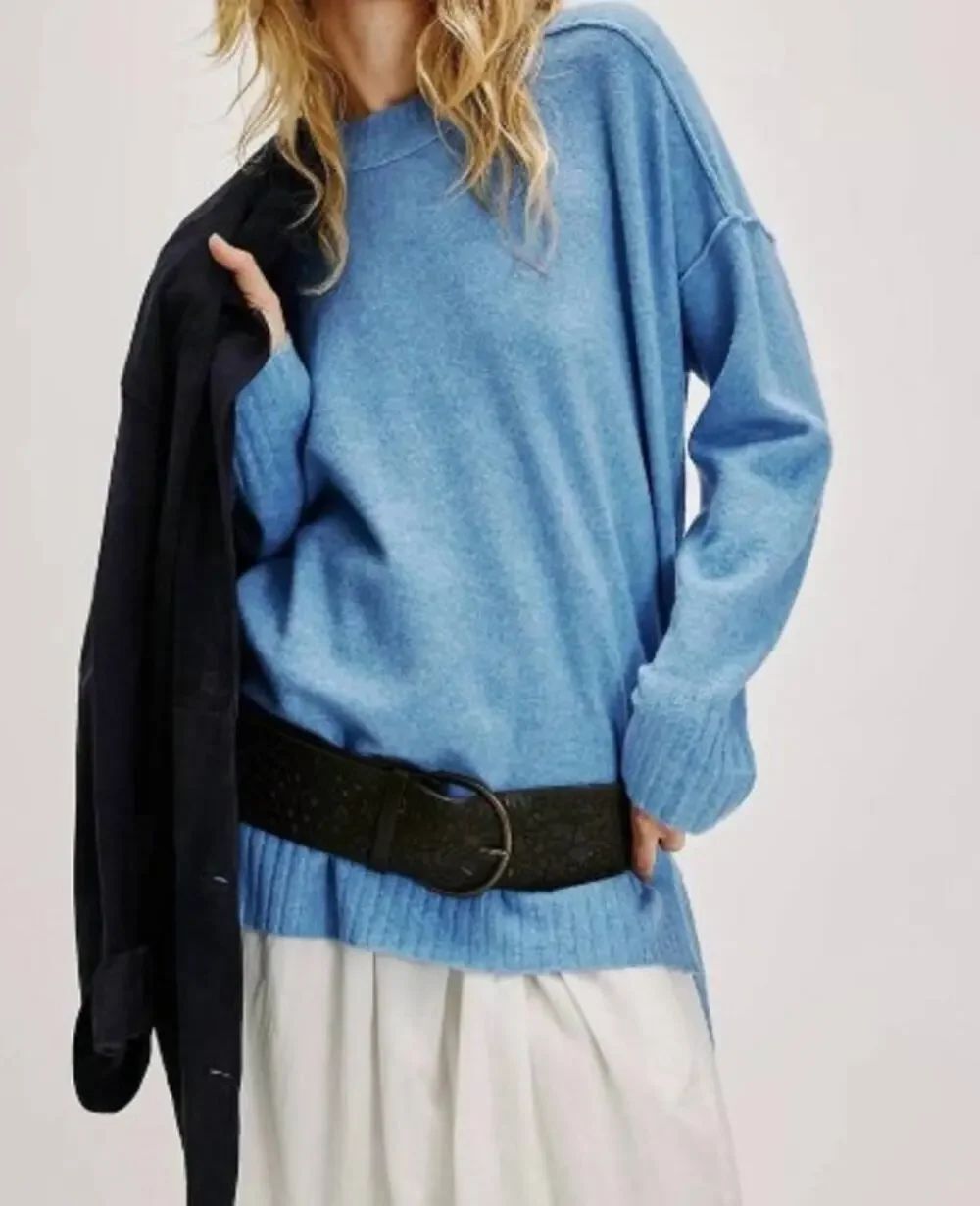 NWT FREE PEOPLE - PHOEBE PULLOVER IN WATERFALL HEATHER Sz. S